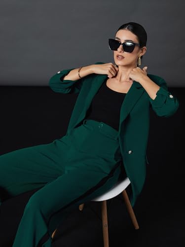 Image of Sassafras worklyf Women's Blazer Regular Fit Full Sleeves Longline Front Open Show Pocket - Casual Workwear Blazers