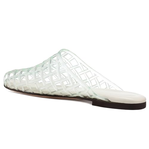 Clear Jelly Shoes for Women Slip on Jelly Mesh Slides Comfortable Closed Toe Flats Sandals Summer Beach Slippers.