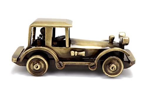 Image of Two Moustaches 5 Inches Brass Vintage Motor Car Showpiece Figurine Statue for Home, Brass Antique Showpieces for Home, Standard, Pack of 1