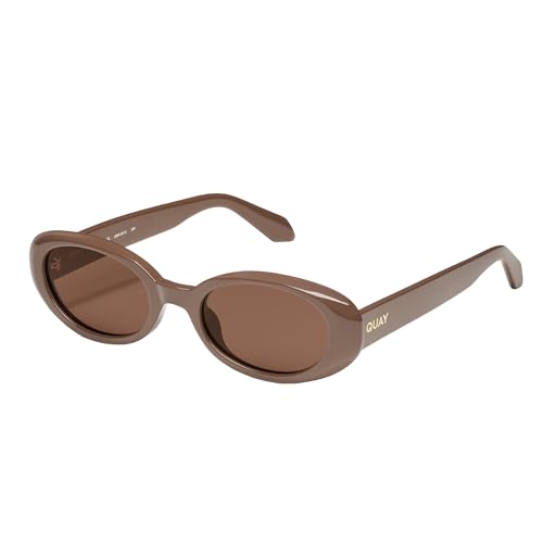 QUAY - Women's Sunglasses, Narrow Round Lenses with UV Protection (Felt Cute, Doe/Brown)2