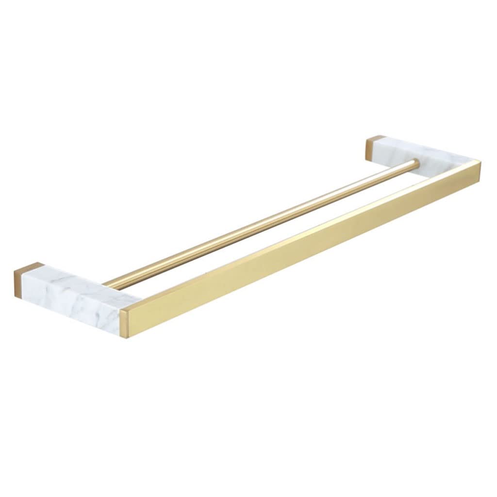 Porte-serviettes double en marbre blanc et laiton chic