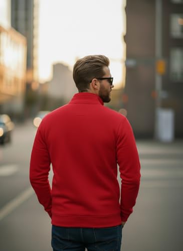 Image of Mack Jonney Men's Fleece Half-Zip High Neck Sweatshirt | Warm & Stylish Winter Wear -JM4380