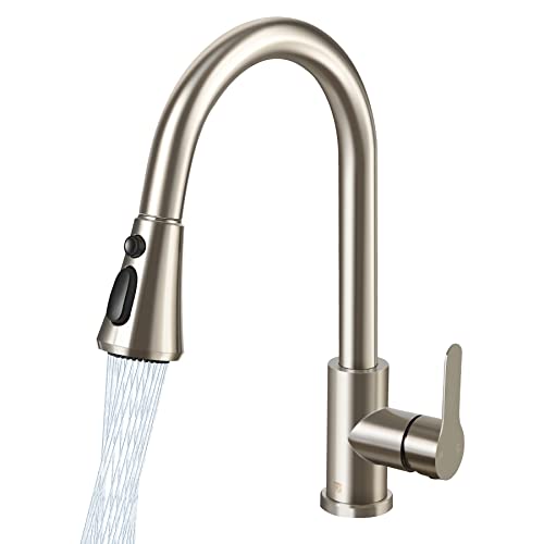 Kitchen Faucet With Pull Down Sprayer Vmasstone Single Level Stainless Steel Kitchen Sink Faucet With 3-Spray Mode Single Handle High Arc Modern Faucet For Kitchen, Rv, Bar (Brushed Nickel) #TOP6