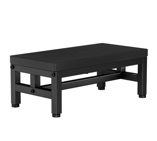 Y&M One Step Stool for Adults Kids, Adjustable Non-Slip Foot Stool with Sturdy Metal Frame, Bed Step for High Beds, Portable Step for Kitchen, Bathroom, Bedroom, Living Room – Black