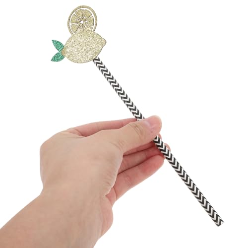 Healeved 12pcs Pitillos Desechables Decorativos de Fruta Limón miniatura 3