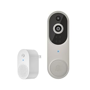 Linen 1080p Video Doorbell Camera, Wireless Indoor/Outdoor Surveillance Cam, Smart AI Human Detection, Live View, Included Chime Ringer, 2-Way Audio, Night Vision, Cloud Storage, 2.4G WiFi