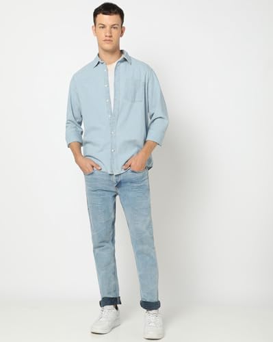 Image of Gap Men Slim Fit Full Sleevesd Collared Chambray Shirt