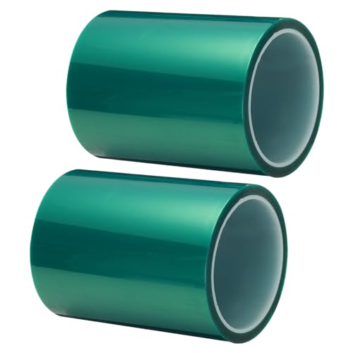 sourcing map Resin Tape Silicone Adhesive Tape High Temperature Resistance Easy Peeling Polyester for Epoxy Resin,River Tables,Craft,Remove Residue 5 Inch Wide 108FT Long(Green),Pack of 2