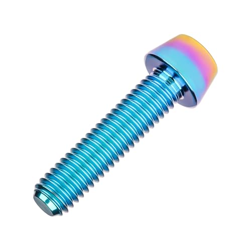 Image of Titanium Ti Bolt M5x9 16 18 20 25 30 35 40 45 50 55 60mm Tapered Head Screws Pack of 4 (M5x25mm, Iridescent Blue)