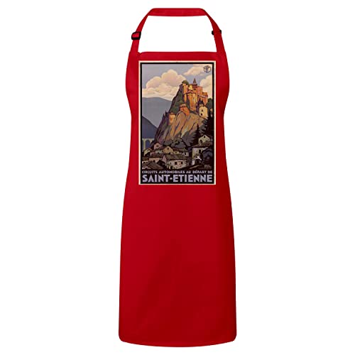 Tablier cuisine premium rouge affiche poster vintage voyage