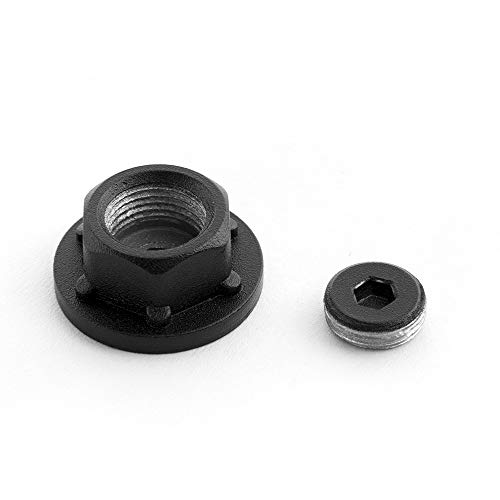 Image of OZCO Hex Cap Nuts, 1-1 /2in, 10 Pack, Black | Powder-coated aluminum, Conceals lag screws, 10 hex cap nuts, 10 hex cap nut plugs, For decks, pergolas, fences