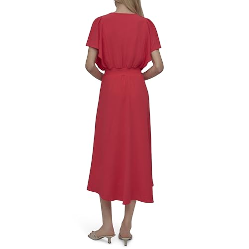 DKNY Women's Flutter Sleeve V-Neck Fit & Flare Maxi Dress4