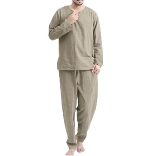 Men's Home Pajamas Long-sleeved T-shirt Pajama Set Fall Daily Long Pants Pajamas Two-piece Set