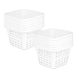 Sterilite 12 Pack Laundry Basket, Plastic Square Clothes Hamper with Comfort Grip Handles and Maximum Ventilation, 1.25 Bushel Capacity, White