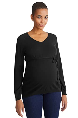 C&A Damen Pullover V-Ausschnitt Viskose|Stretch Unifarben schwarz XL