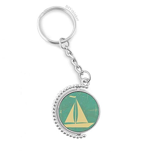 Llavero giratorio deportivo con anillo Pilgrim e ilustración náutica en azul