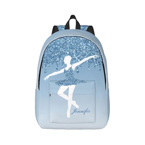 Generic Custom Ballet Dance Backpack Personalized Backpack with Name Customized Casual Bag Daypack for Woman Outdoor Hiking Travel Blue 15in