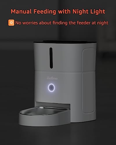 Balimo Futterautomat Katze 3L, Katzenfutter Automat mit Programmierbarem Timer, Futterautomat Hunde mit Nachtlicht, Fresh Lock Technologie, Edelstahlnapf,1 bis 6 Mahlzeiten pro Tag,Weiß