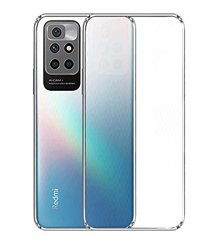 Image of Soft Flexible Silicone Back Cover Compatible with Xiaomi Redmi 10 Prime, Transparent Case + Screen Guard