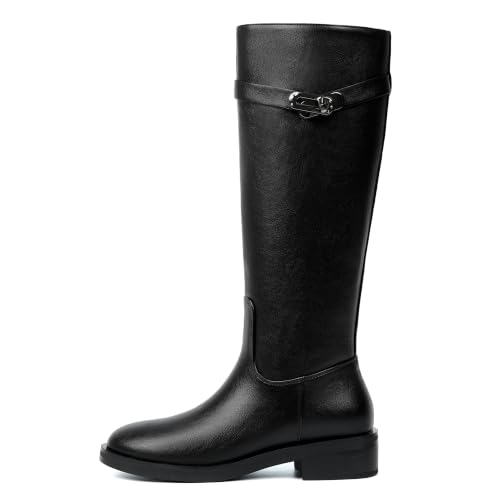 Image of Modatope Knee High Boots Women Round Toe Chunky Heel Fall Boots