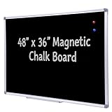 36 x 48 Inch School Large Black Chalkboard for Wall, Hanging Magnetic Black Chalk Board with Aluminum Frame and Marker Tray