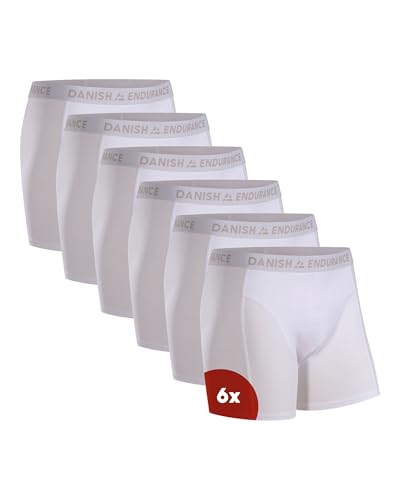 DANISH ENDURANCE Herren Boxershorts 6 Pack Retroshorts aus weicher Baumwolle (Weiß X-Large)