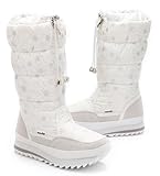 DADAWEN Women's Winter Waterproof Fur Lined Frosty Snow Boots White US Size 9