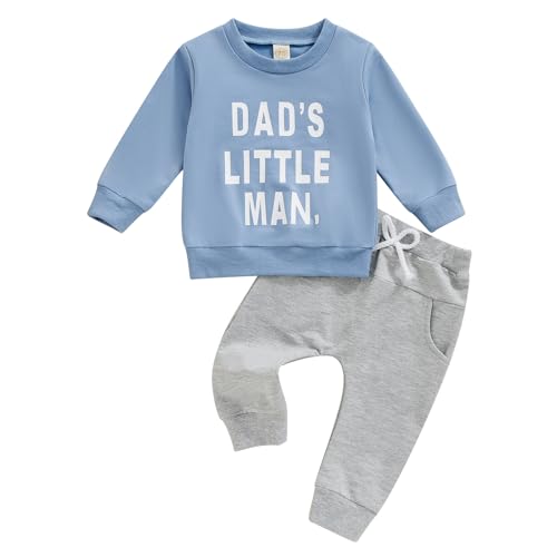 Image of Kupretty Toddler Baby Boy Fall Winter Clothes Letter Graphic Long Sleeve Sweatshirt Pullover Tops + Joggers Pants Outfit Set