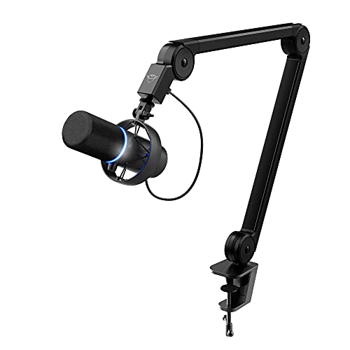 Trust Gaming GXT 255+ Onyx Professionelles Mikrofon mit Arm, Nierencharakteristik, Popfilter, USB, LED, für Aufnahme, Streaming, Podcast, Broadcasting - Schwarz