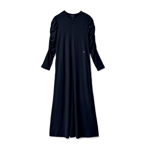 リファバイタルテックモイストスムースギャザースリーブマキシレングスシャツ (L, ネイビー)