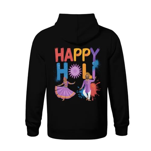 Kids Retro Happy Holi Festival Colors Boys Girls Lightweight Kangaroo Pocket Fleece Hoodies3