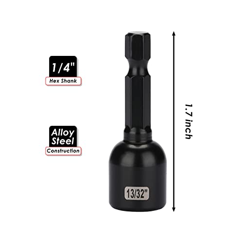 Image of MIXPOWER 9 Piece Impact Ready Magnetic Nut Driver Bit Set, SAE, 1 /4 inch to 1 /2 inch, 48mm Length, Alloy Steel, 1 /4 inch Magnetic Hex Nut Driver Set