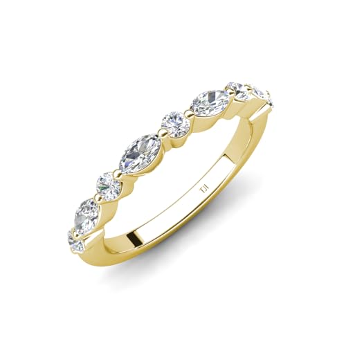0.50 ctw Marquise and Round Lab Grown Diamond Women Stackable Wedding Band in 14K Gold