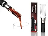 BSJ ASNI Aireador de vino, vertedor y decantador de alta calidad, dispensador de vino para botella de vino (acero inoxidable y transparente) (plateado)