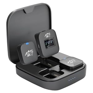 MagicMic™ 3 Pro Funkmikrofon Set LCD-Display, KI Geräuschunterdrückung, 20h Akku Stereo/Mono Modus, Lautstärkeregelung Kabelloses Mic für iPhone, Android, PC, YouTube, Vlogs (2 TX + 1 RX)