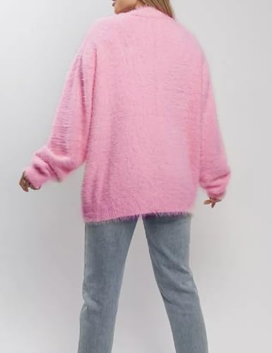 Image of COZYPOIN Womens Fuzzy Cardigan Sweater V Neck Button Down Soft Knit Coat | Loose, Comfy, Slouchy Drop Shoulder, Long Sleeve Fluffy Mohair, Warm, For Daily Work Holiday, Spring Fall Winter Fashion