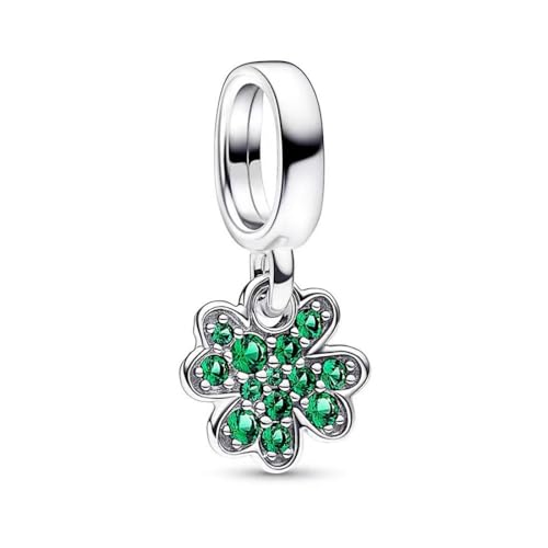 Wedanor Donna Ciondolo- Trifoglio quadrifoglio Argento 925 Colgantes con Zirconia cubica per Charm Bracciale