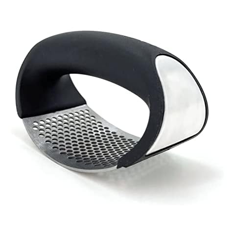Promotech 1 x stainless steel garlic press manual garlic mincer chopping black Cover