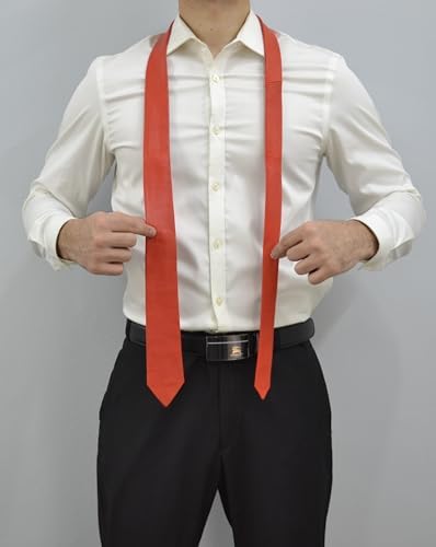 Mens Lamb Leather Necktie - Skinny Solid Casual Business Wear