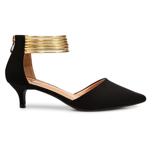 Trary Kitten Heels for Women Closed Pointed Toe Low Stiletto Heels Pumps Shoes Women Comfortable Ankle Strap Pumps 2" Heel Party Dressy Shoes2