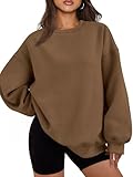 EFAN Sweatshirts Hoodies for Women Oversized Sweaters Fall Outfits Clothes 2024 Crew Neck Pullover Tops Loose Winter Fashion Khaki