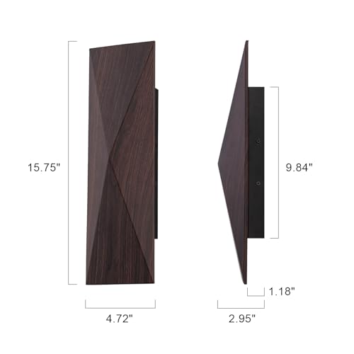 Image of LED Outdoor Wall Sconce in Dark Walnut Finish, Warm 3000K Light, 15.75 inch Outdoor Waterproof Patio Wall Light Fixtures for Exterior House, Front Door, Garden, Garage, Porch