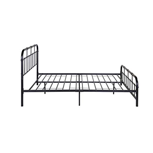 Christopher Knight Home Sylvia Queen-Size Iron Bed Frame, Minimal, Industrial, Flat Black #TOP6