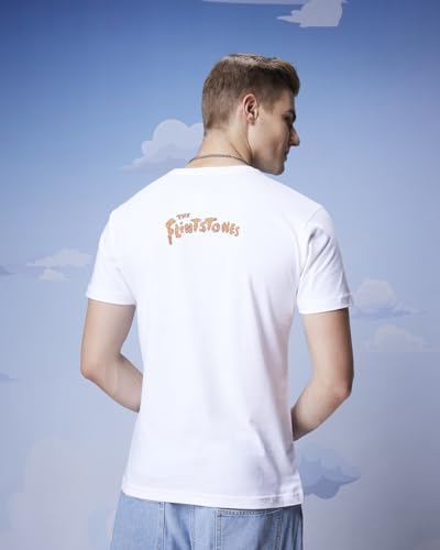 Image of Bewakoof X Cartoon Network Flintstones Men's Cotton Jersey Graphic Print Regular Fit Half Sleeve Round Neck T-Shirt | Tshirt for Men Cotton| Casual Wear | Street Wear