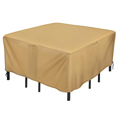 Sunkorto Fundas Muebles Jardín Cubierta Protectora para Mesas Sillas Bancos Sofás Patio Terraza Anti-UV Protección Impermeable contra Viento Lluvia Nieve, 600D Tela Oxford Resistente (188x188x72cm)