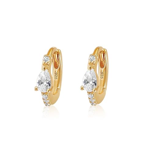 Boucles d'oreilles créoles B en argent sterling 925 et oxydes de zirconium