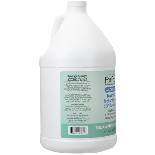 Image of ForPro Alcohol-Free Foaming Instant Hand Sanitizer, 1 Gallon Refill (Pack of 4) - Moisturizing, Dye-Free Formula, Eucalyptus Tranquility Scent