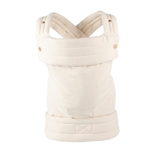 Image of Cotton Baby Carrier for Newborns to Toddlers | Cozy Wrap Carrier with Lumbar Support | Soft White Fabric, 7-35lbs Adjustable Fit