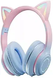 Fone De Ouvido Sem Fio De Gatinho Colorido Com Led LEF-1037 (azul)