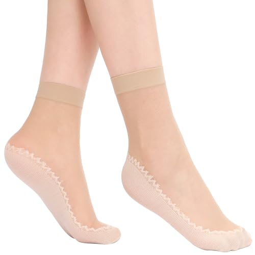 Image of WiliW Women's Ankle High Sheer Thin Nylon Socks, 12 Pairs | Reinforced Bottom, Reinforced Toe